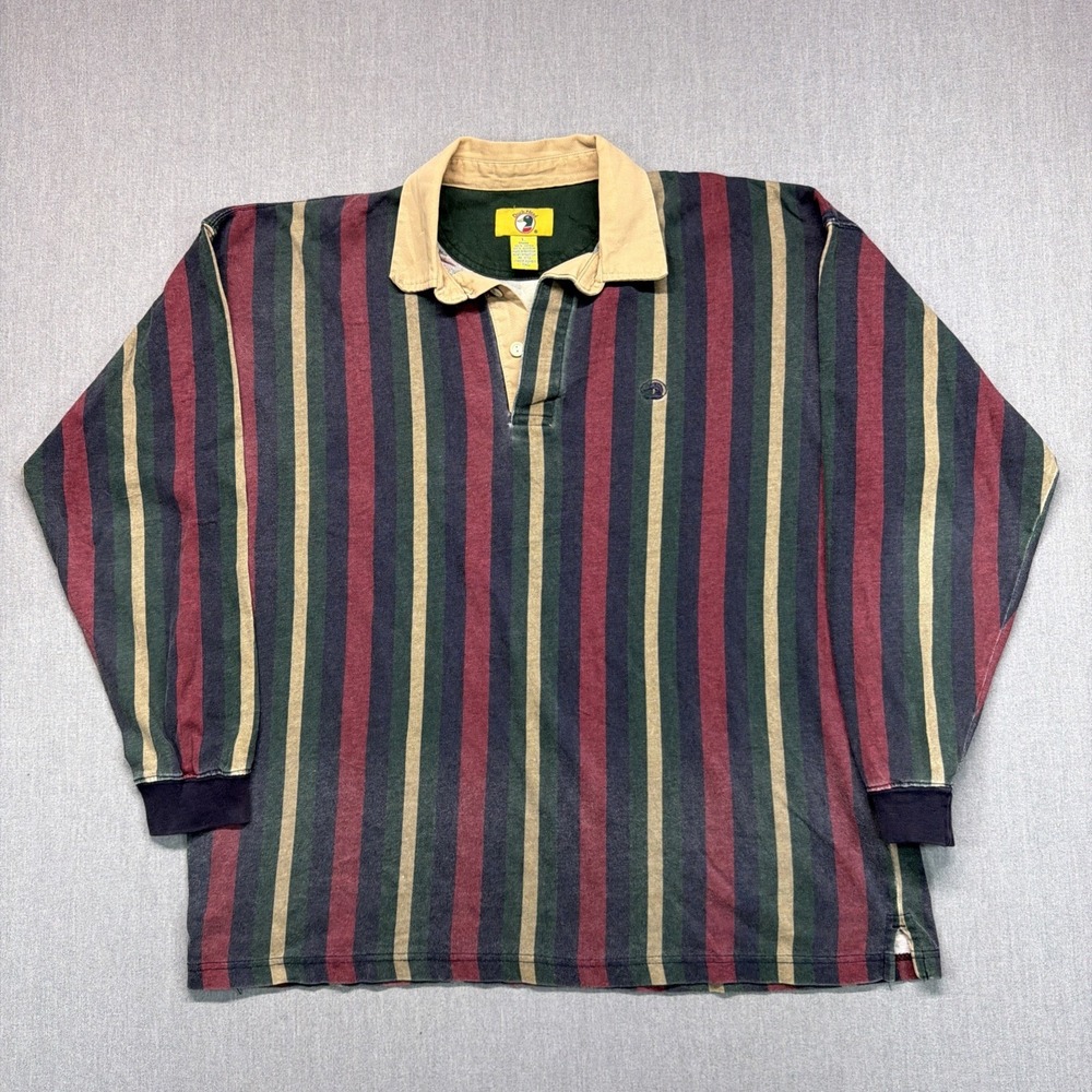 Vintage Duck Head Multicolored Striped Rugby Shirt Men's‎ Size L Long Sleeve